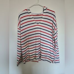 Vineyard Vines Nautical Stripe V-Neck Hoodie Womens Size Medium